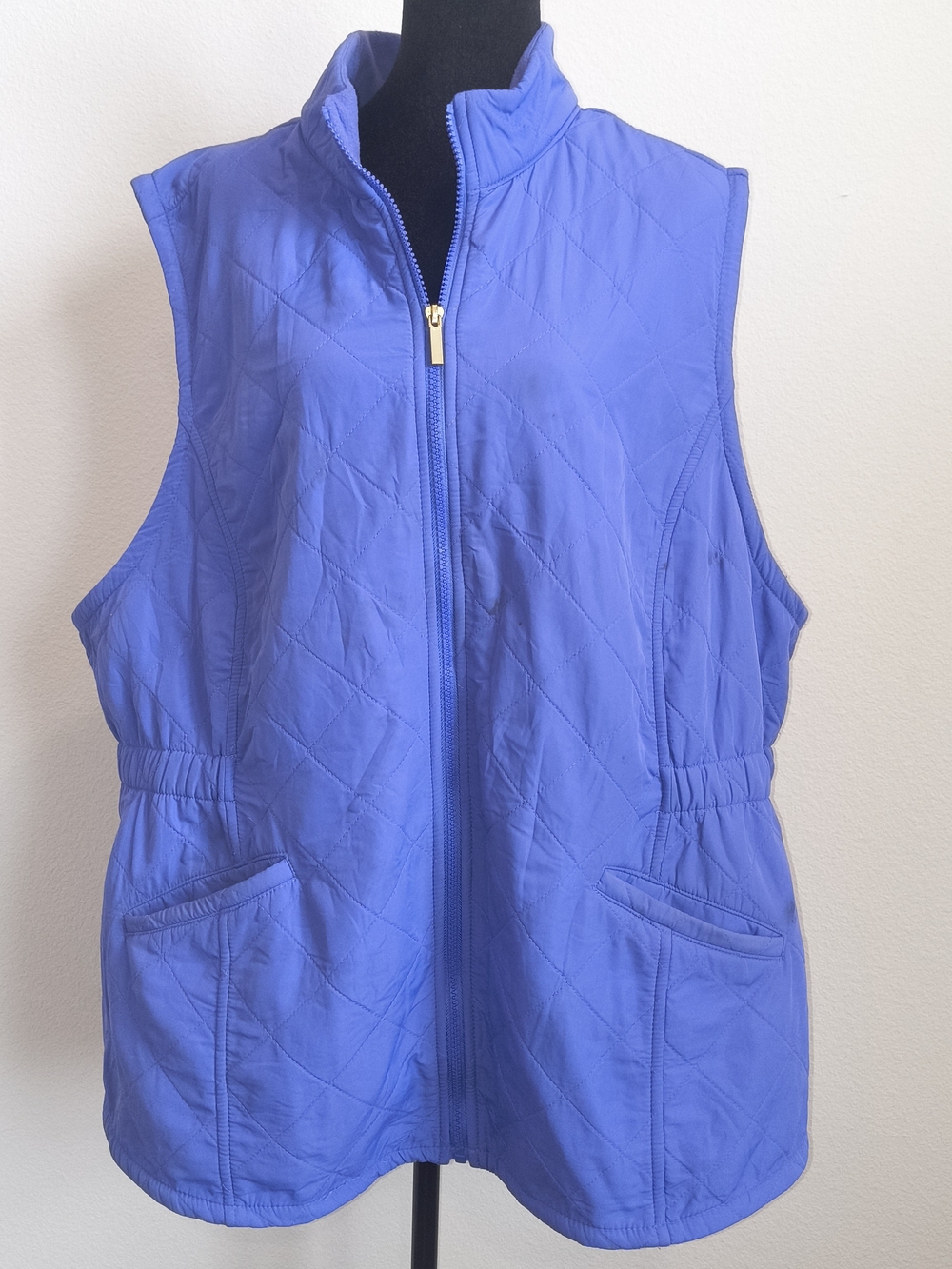 Bit & Bridle Quilted Sleeveless Vest in Periwinkle Blue 2X